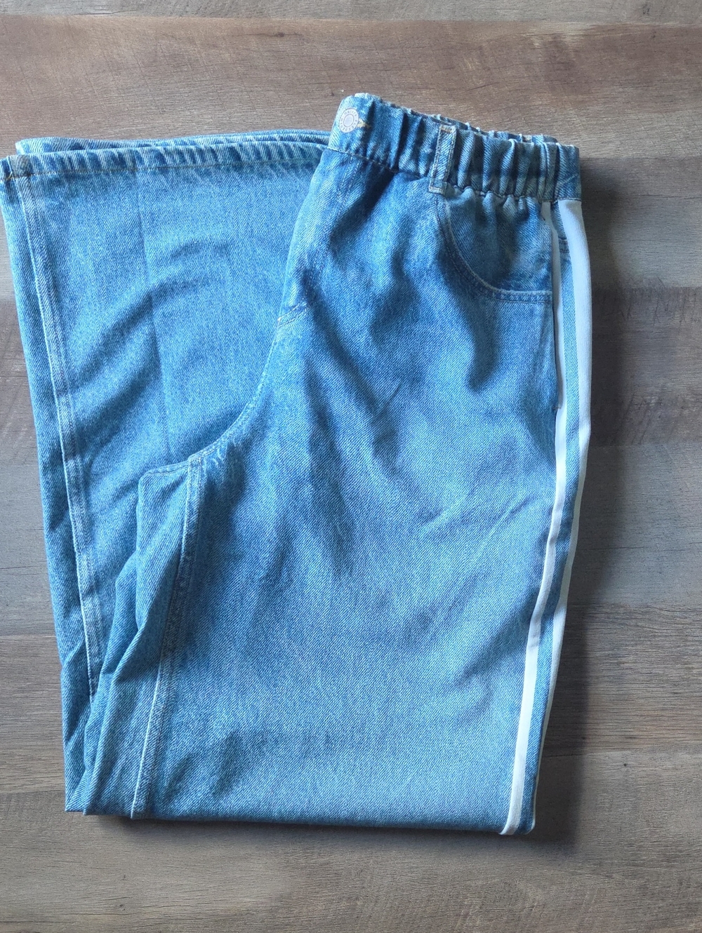 Halara Denim Print French Terry Stripe Casual Sweatpants
